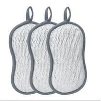 weibbin Multi-Purpose Scrub Sponges for Kitchen Scrub - Non-Scratch Double-Side Double-Effect Microfiber Sponge -Effortless Cleaning of Dishes Pots Pans Pack of 3
