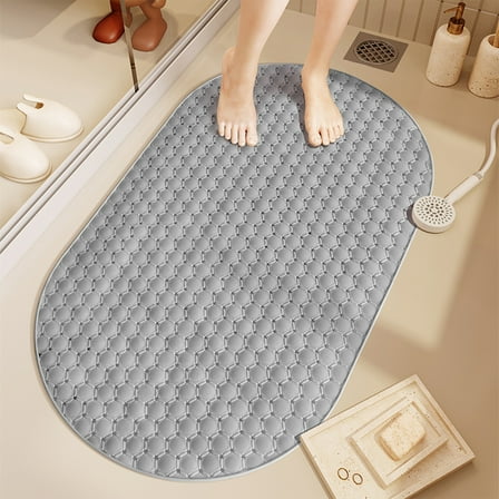 weibbin Oval Bathtub Mat Non Slip, Bubble Bath Tub Mat for Bathroom, Machine Washable Shower Mat with Suction Cups and Drain Holes