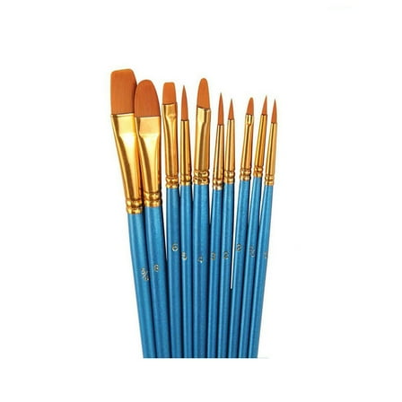 weibbin Paint Brushes Set, 10 Pcs Round-Pointed Tip Nylon Hair Artist Acrylic Paint Brushes for Acrylic Painting Oil Watercolor, Face Nail Art, Canvas, Miniature Detailing & Rock Painting