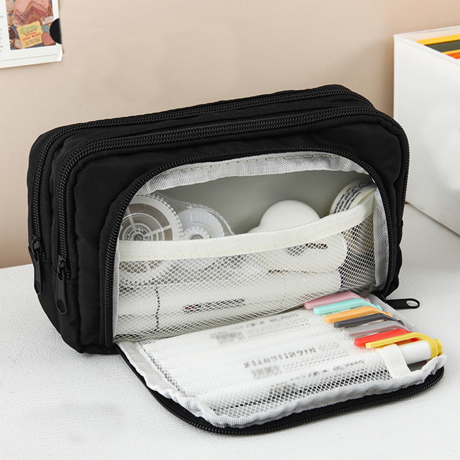 Goofa Space Planet Pattern Big Capacity Pencil Pen Case Office College Large Storage High Capacity Bag Pouch Holder Box Organizer