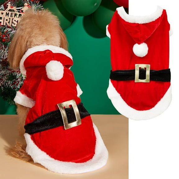 weibbin Pet Santa Claus Dog Hoodie - Christmas Outfit for Large Dogs - Soft Velvet Winter Sweater - Xmas Holiday Clothes