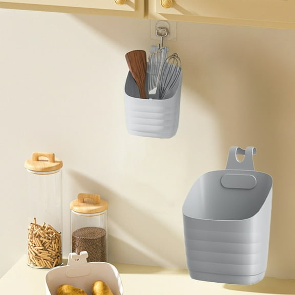 weibbin Plastic Hanging Basket for Kitchen, Over Cabinet Door Organizer with Removable Hook, Stackable Wall Mounted Storage Shower Caddy, No Drilling Shelf Bins for Food Bathroom Pantry Closet