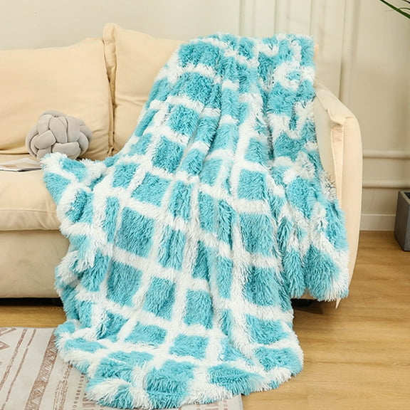 weibbin Plush Faux Fur Throw, Aqua Comfy Fuzzy Blanket, Boho Lightweight Couch Throw, Autumn Ultra Soft Fluffy Shaggy Lap Blanket for Couch Bed Sofa Chair