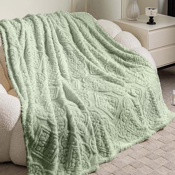 weibbin Plush Fleece Sofa Throw Blanket for Nap Lounge Bedroom All Season Use 28x40in Green