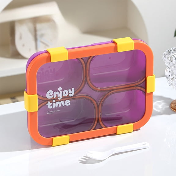 weibbin Portable Bento Lunch Box 4 Compartments 42oz Leak Proof Microwave Safe For Office Picnic Orange
