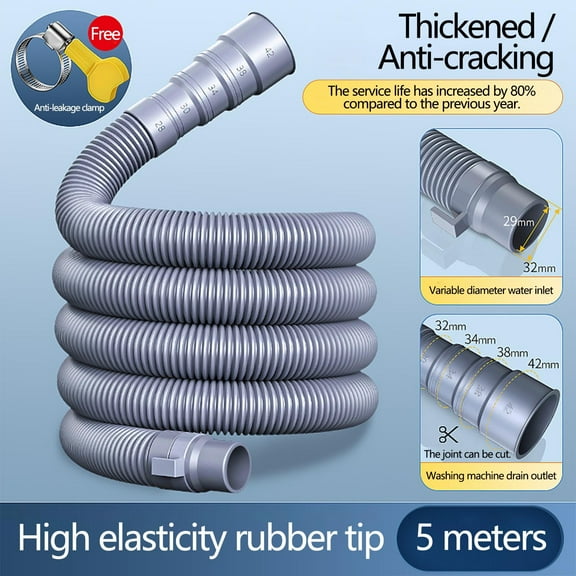 weibbin Sewer Hose, Thickened Sewer Hose for with Anti-leakage Clamp, 5 Sized Joint(can be cut) For RV Motorhome And Trailer Leakproof Space Saving