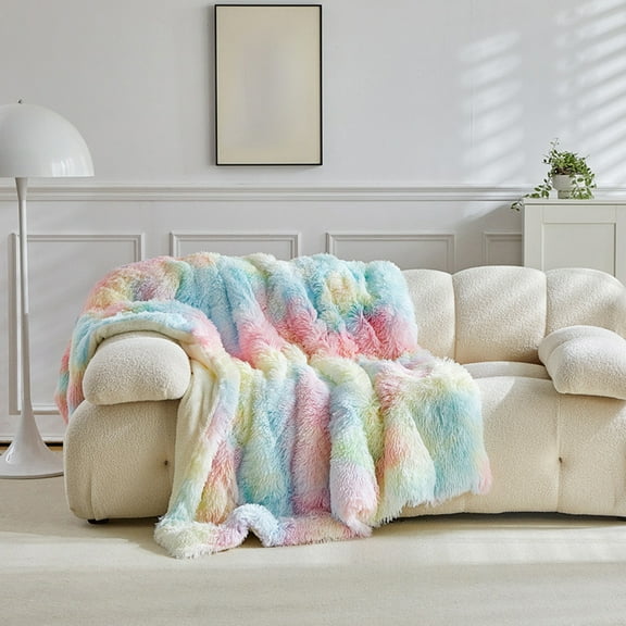 weibbin Shaggy Faux Fur Supersoft Ultra Plush Decorative Throw Blanket Fluffy Fall Blankets & Throws, Plush Fuzzy Cover Comfort Soft 31.50x47.24in