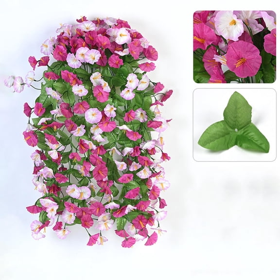 weibbin Simulated Morning Glory Wall Hanging, Artificial Flower Vine with 12 Branches for Living Room Ceiling Decor, 69.5cm Length Model D