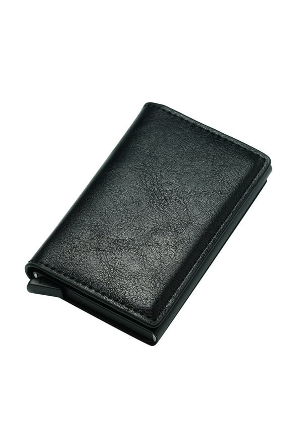 Smart Slim Wallet for Men - Pop up Card Holder RFID Blocking Minimalist Business Credit Card Wallet with Money Pocket Metal Card Case for Notes and Coins and Debit Cards