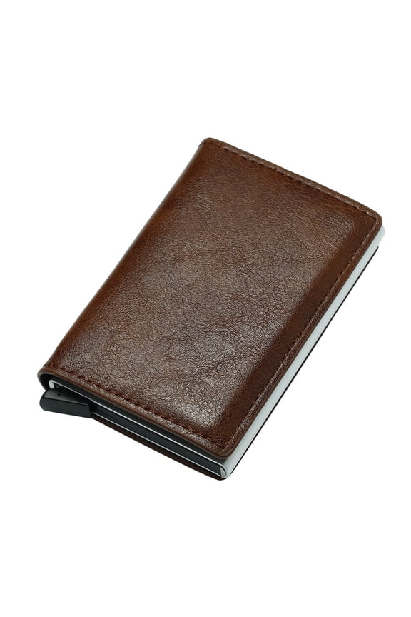 Smart Slim Wallet for Men - Pop up Card Holder RFID Blocking Minimalist Business Credit Card Wallet with Money Pocket Metal Card Case for Notes and Coins and Debit Cards