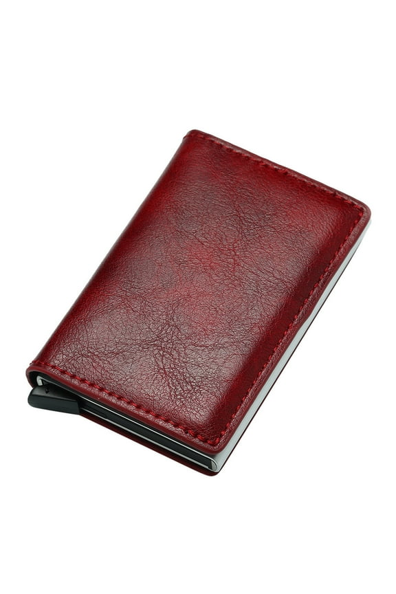 weibbin Smart Slim Wallet for Men - Pop up Card Holder RFID Blocking Minimalist Business Credit Card Wallet with Money Pocket Metal Card Case for Notes and Coins and Debit Cards
