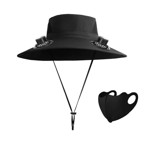 weibbin Solar Fan Hat with Mask, New Solar Powered Fan Hat, with 2 Solar Fan Fishing Hat, Removable & USB Charging Fan for Summer