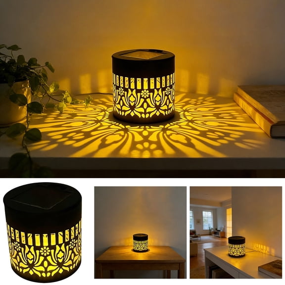 weibbin Solar Metal Wall Fence Light with Peony Projection, Waterproof for Backyard