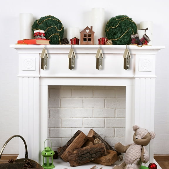 weibbin Solid Wood Christmas House Miniature Tree Hanging Ornament Wooden Decor