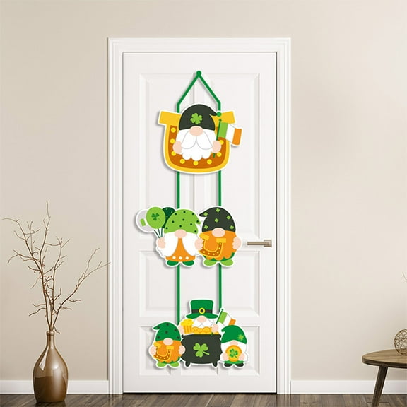 weibbin St Patrick's Day 3 Piece Paper Door Hanger Set with Shamrock Ornament for Spring Irish Holiday Decor