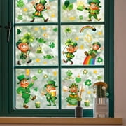 weibbin St Patricks Day Window Clings Decorations, Reusable Static Spring Shamrock Stickers for Glass Windows Door Wall Irish Saint Patricks Day Holiday St Pattys Decor