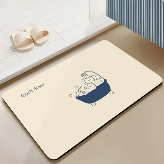 weibbin Stone Bath Mat 24"x16" - Diatomaceous Earth Shower Mat, Quick Dry, Anti-Slip, Modern Design with Bonus Non-Slip Pad - Perfect for Home Safety and Style