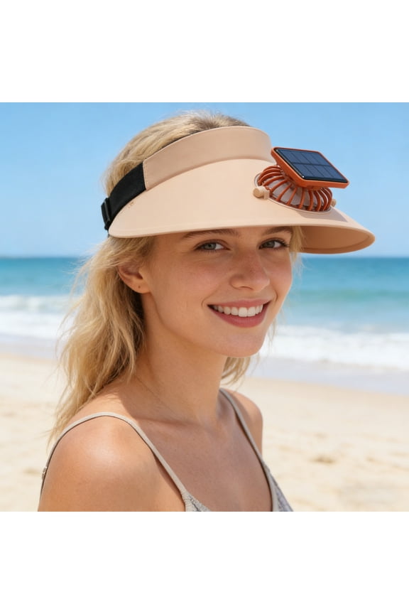Summer 2-in-1 Sunshade Fan Round Cap Solar Power Fan Cap Outdoor Fan