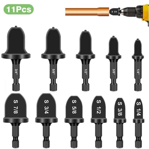 weibbin Swaging Tool Set 11pcs 1/4in Hex Shank for Copper Pipe Flare HVAC