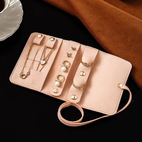 weibbin Travel Jewelry Organizer Case - for Tangle-Free Necklaces, Earrings, Rings, Bracelets Storage, Travel Essentials, Fashion Portable Jewelry Travel bags for Women
