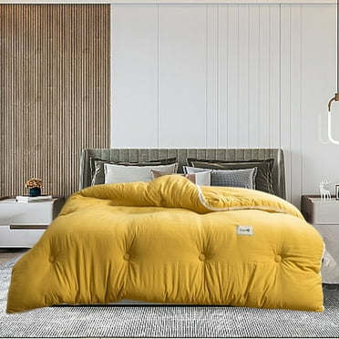 weibbin Washed Cotton Fibre Quilt, Natural - Thickened Warm Lightweight Soft - Washed Cotton Diamond Stitch Quilted Bedspread for All Season