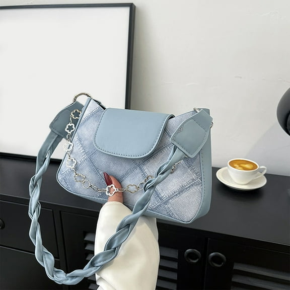 weibbin Women's Contrast Color Plaid Striped Saddle Crossbody Shoulder Underarm Satchel Handbag Tote Clutch Purse Hobo Bag