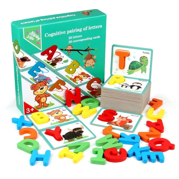 weibbin Wooden Alphabet Matching Cards, Early Learning Educational Toy for Letter Recognition, Preschool Activity