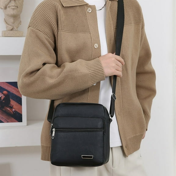 weibbin Zipper Buckle Leather Messenger Bag Crossbody Shoulder Bag Vintage Handle Bags