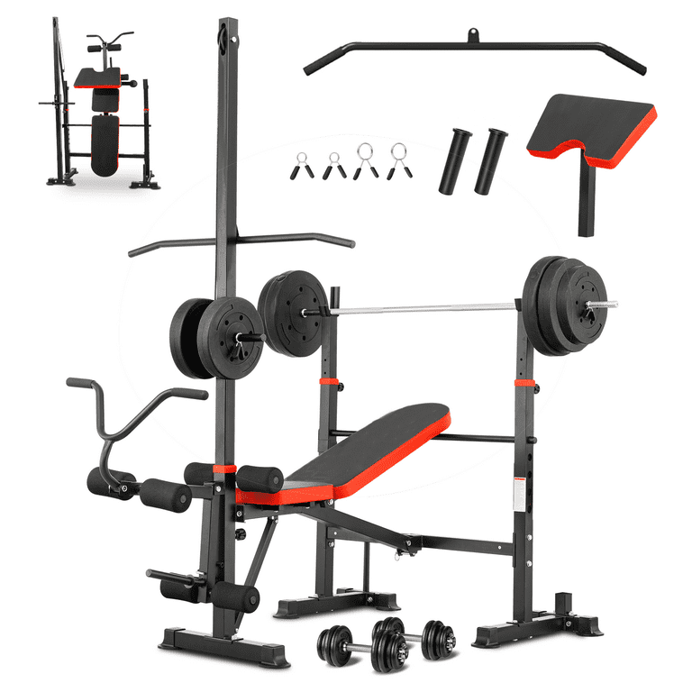 PUATUL 1500LB 8 in 1 Olympic Weight Bench with Lat Pulldown
