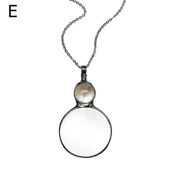 weiyufang Hanging Magnifier Glass Pendant Necklace,Optical Magnifier Lens with Vintage Lucky Crystal Bead Pendant for Library Reading Crafts Needlework Print Zooming Increase Vision Jewelry U5B9