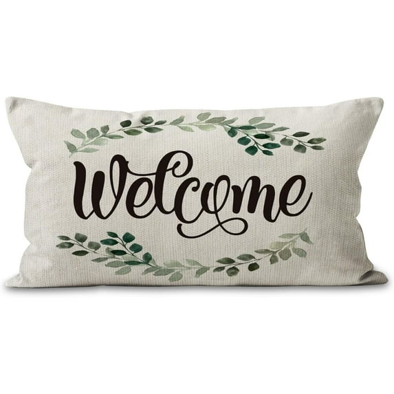 welcome 12x20 pillow Cover,porch decor,outdoor pillows,outdoor pillow covers,outdoor throw pillows, Farmhouse Porch Deco,patio pillows,outdoor pillows for patio furniture(White)