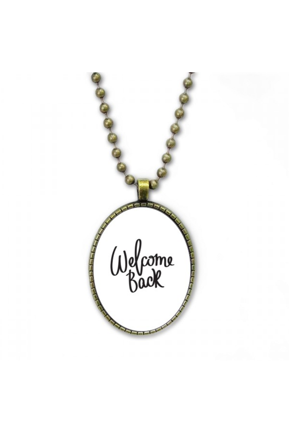 welcome back quote art deco fashion necklace vintage chain bead pendant jewelry collection