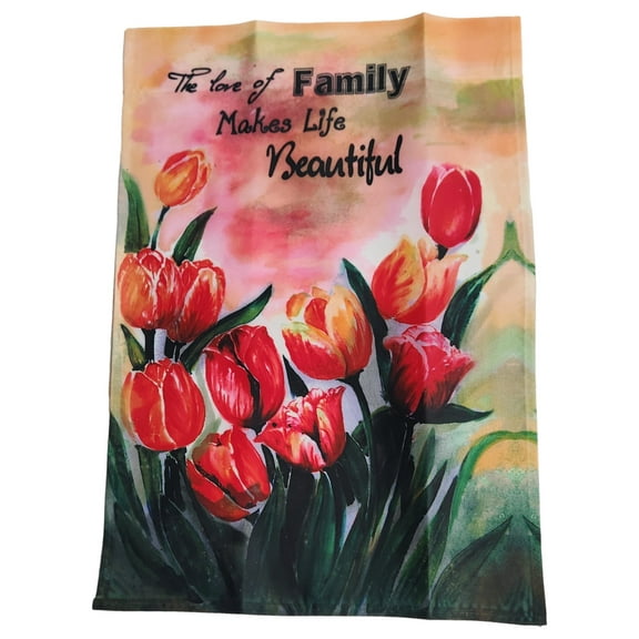 Welcome Spring Summer Pink Red Tulip Yard Decoration Garden Flag Love of Family