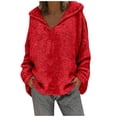 thumbnail image 1 of wendunide coats for women women fashion loose large size solid color hood long sleeves sweater tops womens sweater coat red s, 1 of 8