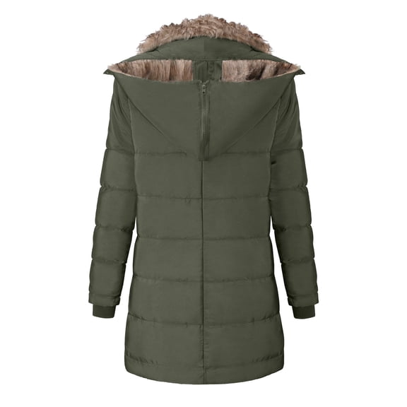 wendunide coats for women Womens Winter Lapel Button Long Trench Coat Jacket Ladies Overcoat Outwear Womens Fleece Jackets Army Green XL