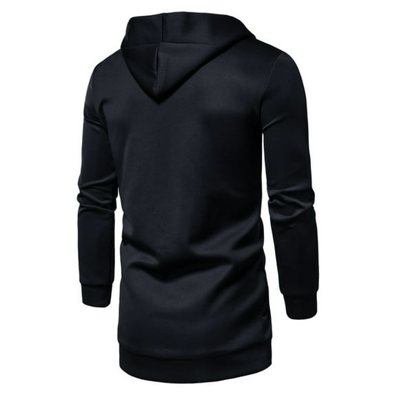 wendunide hoodies for men Men's Autumn&Winter Solid Color Long Sleeved Windbreaker Hooded Coats & Jackets Mens Anoraks Black XL