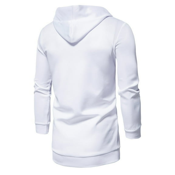 wendunide hoodies for men Men's Autumn&Winter Solid Color Long Sleeved Windbreaker Hooded Coats & Jackets Mens Anoraks White 4XL