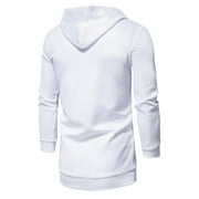 wendunide hoodies for men Mens Autumn&Winter Solid Color Long Sleeved Windbreaker Hooded Coats & Jackets Mens Anoraks White XXL