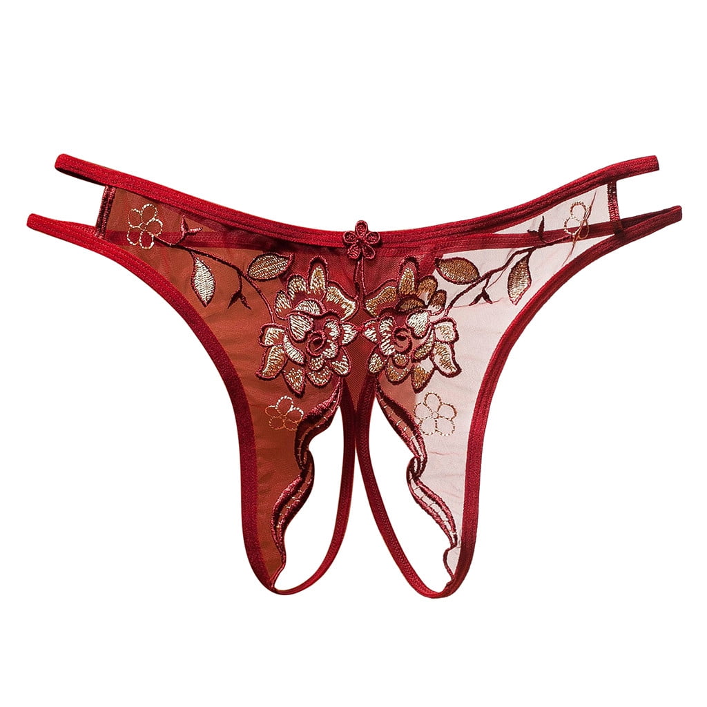 wendunide underwear women Women Thong y Panties Thong Lace Pants Ladies  Briefs Underwear Red One Size