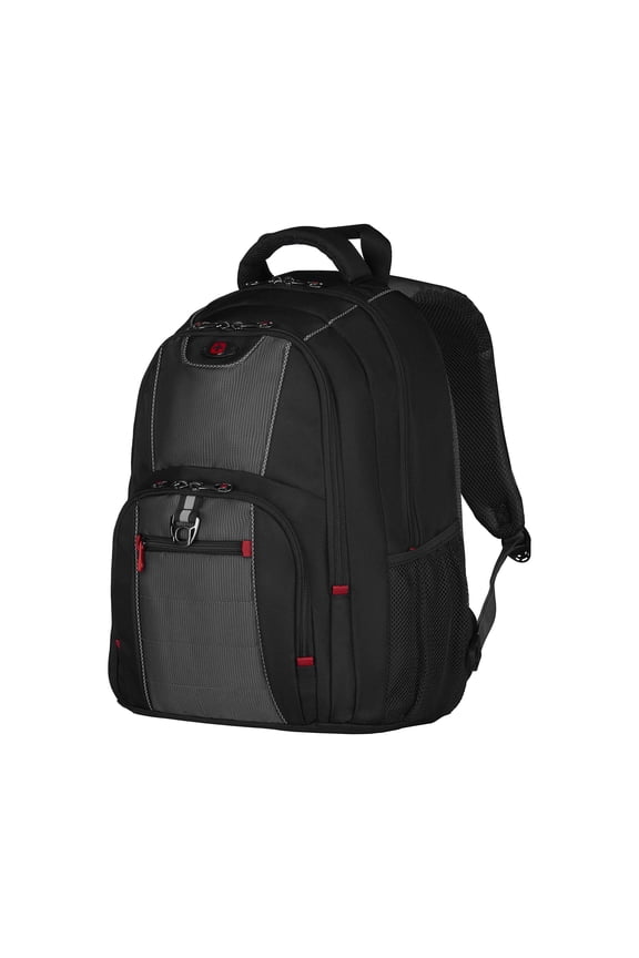 WENGER PILLAR 16 Inch Laptop Backpack, Triple Protect Compartment with Case-Stabilising Platform in Black/Grey (25 Litre), Swiss designed, 600633