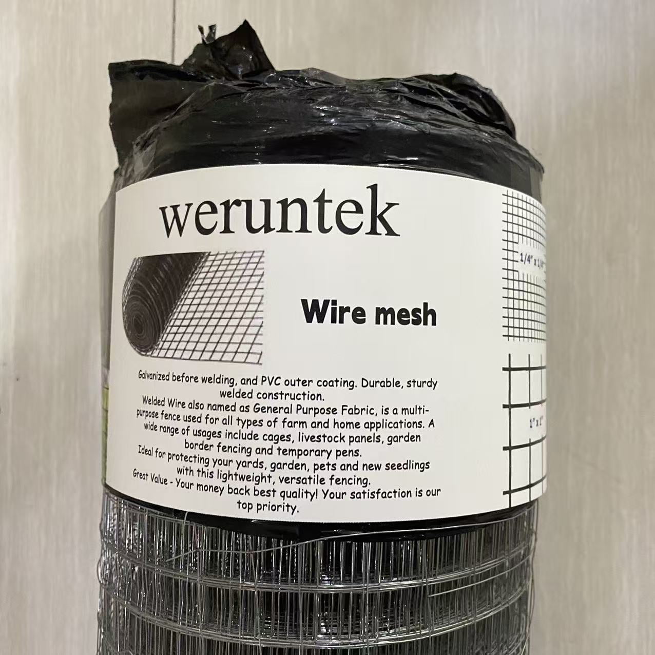 weruntek Wire mesh,PVC Coated Welded Wire Mesh Garden Economy Fence 48 Inch x 25 Foot-1 Inch x 1 Inch