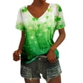 thumbnail image 1 of weskinke Womens Casual Elegant Printed Short Sleeve V Neck Shirt Top Blouse, 1 of 3