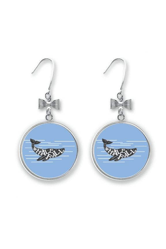 whale drop outline swimng bow earrings drop stud pierced hook