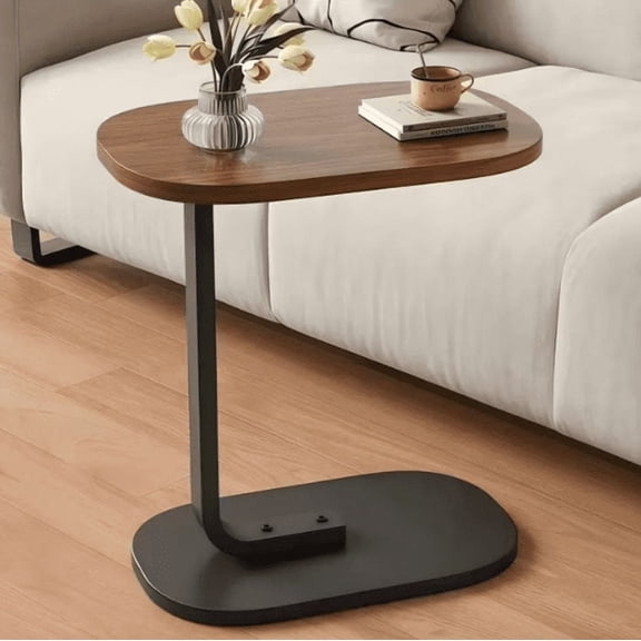 C-Shaped Side Table, Sturdy Metal Frame, Space-Saving End Table for Sofa & Bedside