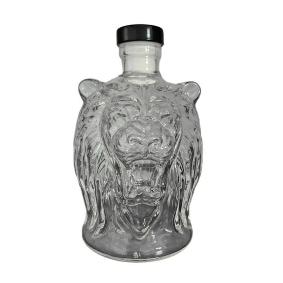whiskey decanter,Whiskey Bottle Lion's Head Novelty Glass Wine Decanter 3D Engraved Animal Liquor Dispenser Unique Home Bar Gift & Decor Container for Men Whiskey Lovers Collectors
