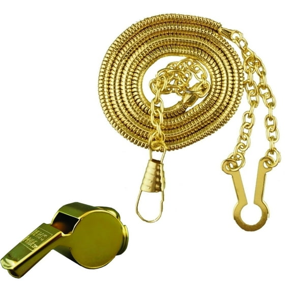 Hero's Pride Law Enforcement Whistle & 21" Chain Set Gold Plated, Professional Grade for Police, Security, and CHP Use