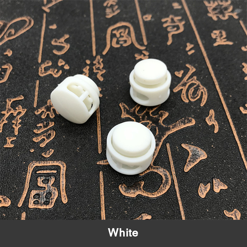 white 30 50Pcs 6mm Plastic Spring Buckle Stopper Hat Elastic Rope Cord