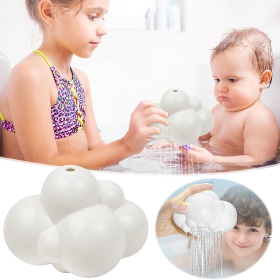 white Childrens Bath Shower Toy Set With Cloud Showerhead Design Makes Bath Time Fun And Engaging For Babies And Toddlers