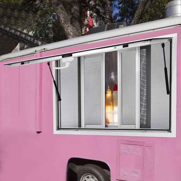 white Concession Window Awning Food Truck Service Screen Trailer Serving Window