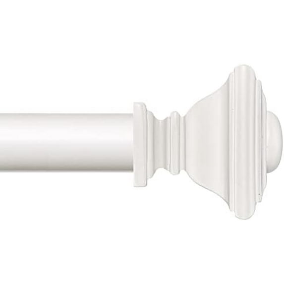 white Curtain Rods for Windows 48 to 84 Inch Adjustable Length 1 Inch Diameter Heavy Duty Window Curtain Rods for Indoor Ourdoors With Classic Square Finials